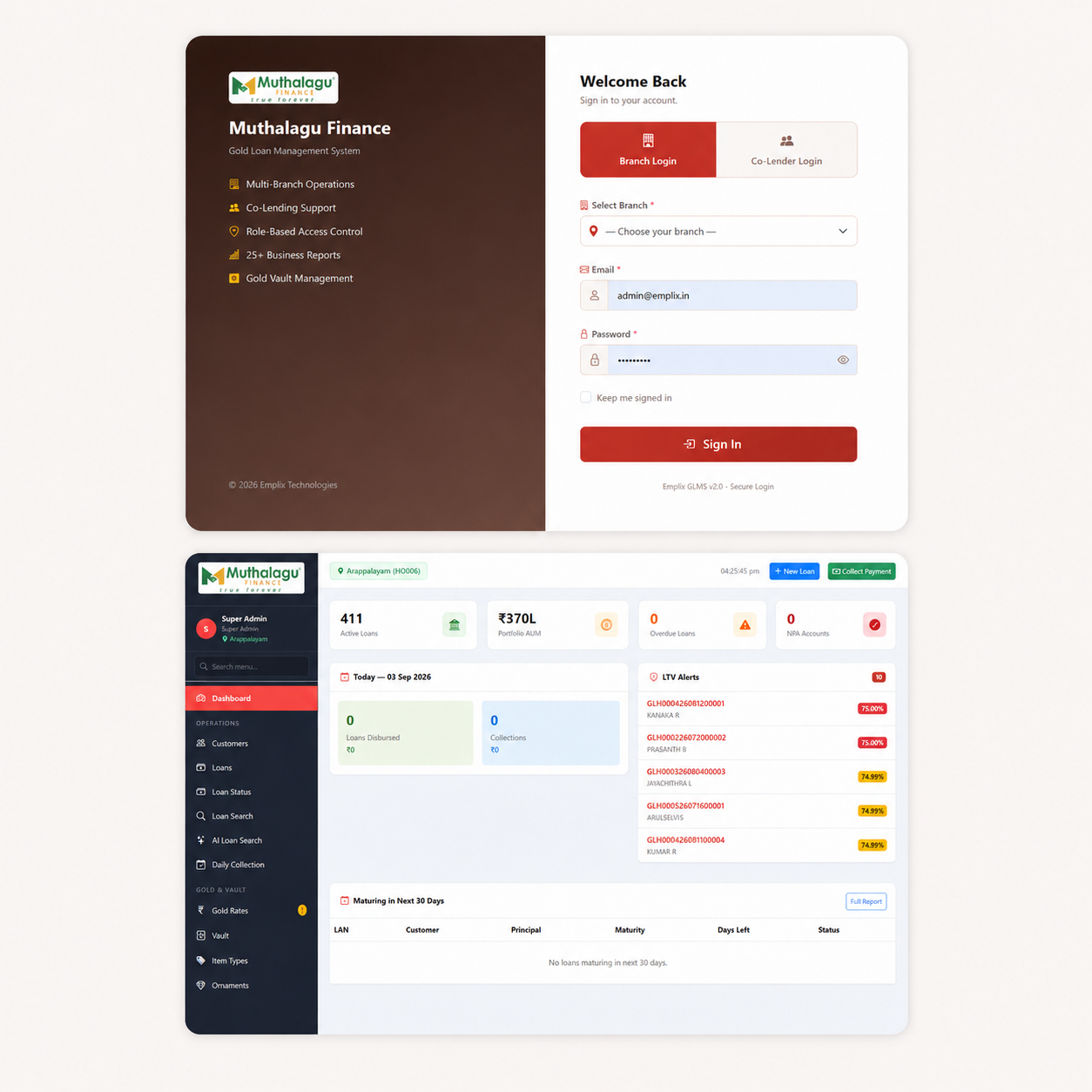 Gold Loan Management System website project